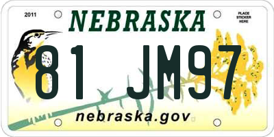 NE license plate 81JM97