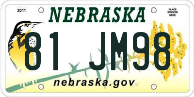 NE license plate 81JM98