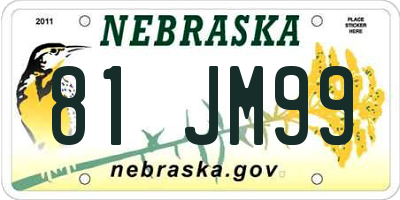 NE license plate 81JM99