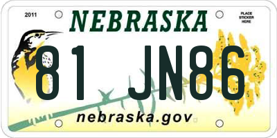 NE license plate 81JN86