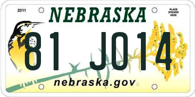 NE license plate 81JO14