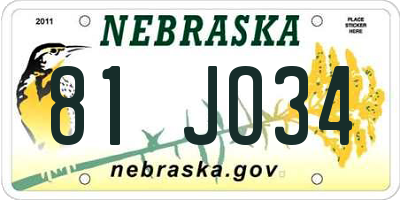 NE license plate 81JO34