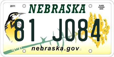 NE license plate 81JO84