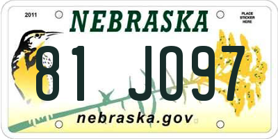 NE license plate 81JO97