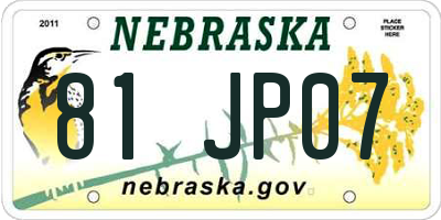 NE license plate 81JP07