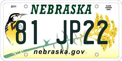 NE license plate 81JP22
