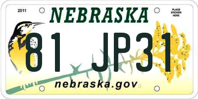 NE license plate 81JP31