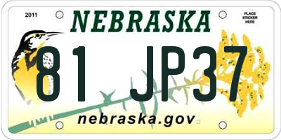 NE license plate 81JP37