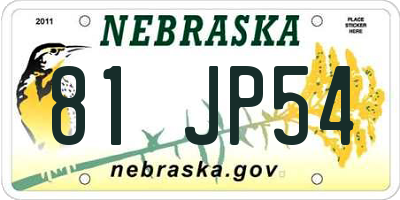 NE license plate 81JP54