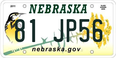 NE license plate 81JP56