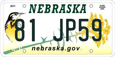 NE license plate 81JP59