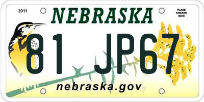 NE license plate 81JP67