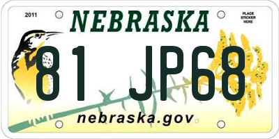 NE license plate 81JP68