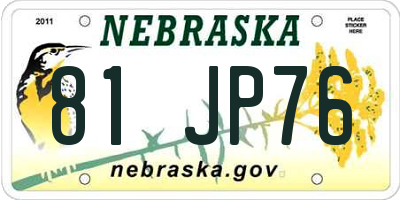 NE license plate 81JP76