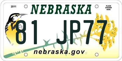NE license plate 81JP77