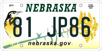 NE license plate 81JP86