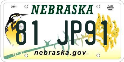 NE license plate 81JP91