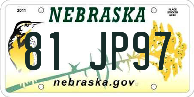 NE license plate 81JP97