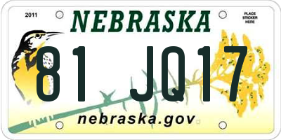 NE license plate 81JQ17