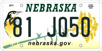 NE license plate 81JQ50