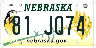 NE license plate 81JQ74
