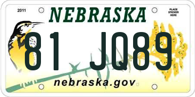 NE license plate 81JQ89