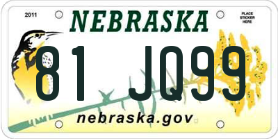 NE license plate 81JQ99