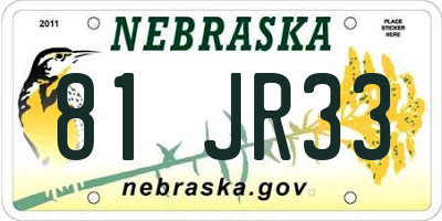 NE license plate 81JR33