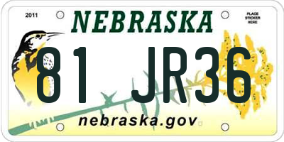 NE license plate 81JR36