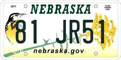 NE license plate 81JR51