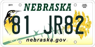NE license plate 81JR82