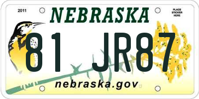 NE license plate 81JR87