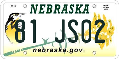 NE license plate 81JS02