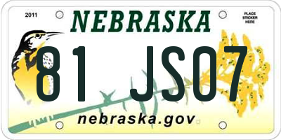 NE license plate 81JS07