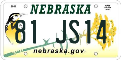 NE license plate 81JS14
