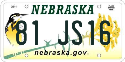 NE license plate 81JS16