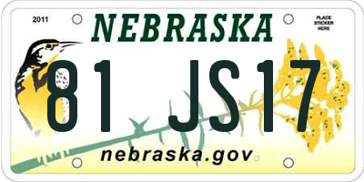 NE license plate 81JS17