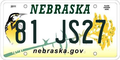 NE license plate 81JS27
