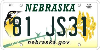 NE license plate 81JS31