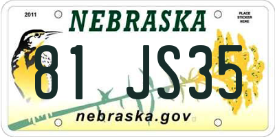 NE license plate 81JS35