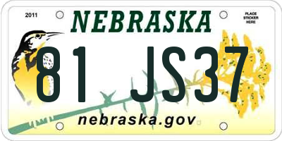 NE license plate 81JS37