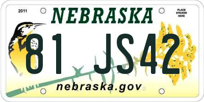 NE license plate 81JS42