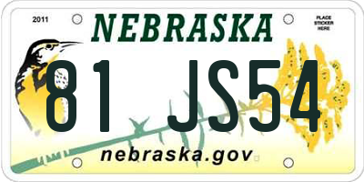 NE license plate 81JS54