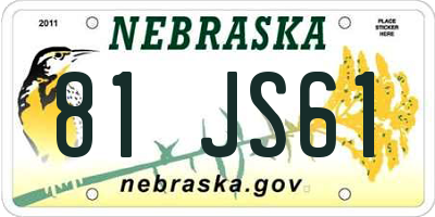 NE license plate 81JS61