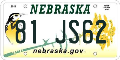 NE license plate 81JS62
