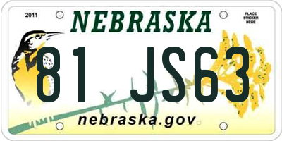 NE license plate 81JS63