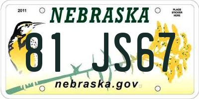 NE license plate 81JS67
