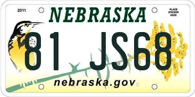 NE license plate 81JS68