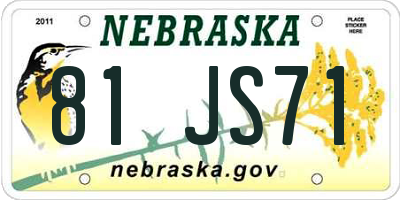 NE license plate 81JS71