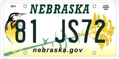 NE license plate 81JS72